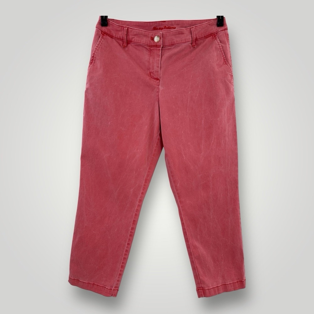 Tommy Bahama Ankle Jeans Womens 10 Pink High Rise Stretch Straight Leg 32x24